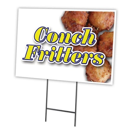 Signmission Conch Fritters Yard Sign & Stake outdoor plastic coroplast window, C-1216 Conch Fritters C-1216 Conch Fritters